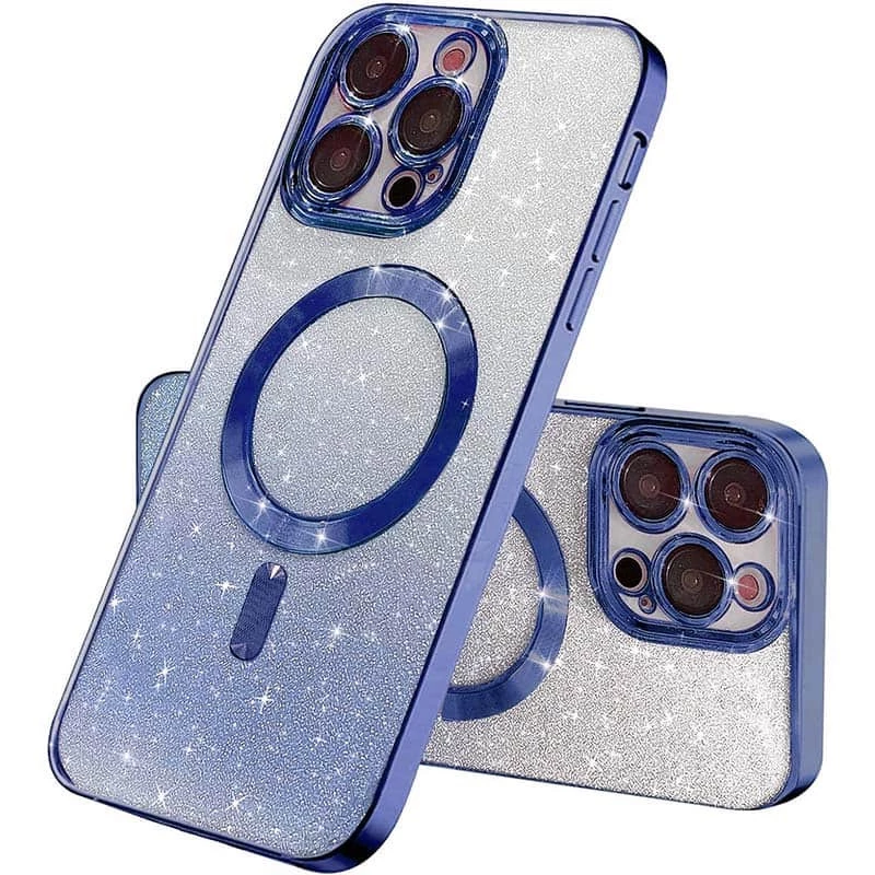 

Чехол с блесками, защитными линзами на камеру и MagSafe для Apple iPhone 12 Pro Max (6.7") (Синий / Deep navy), Синій / deep navy