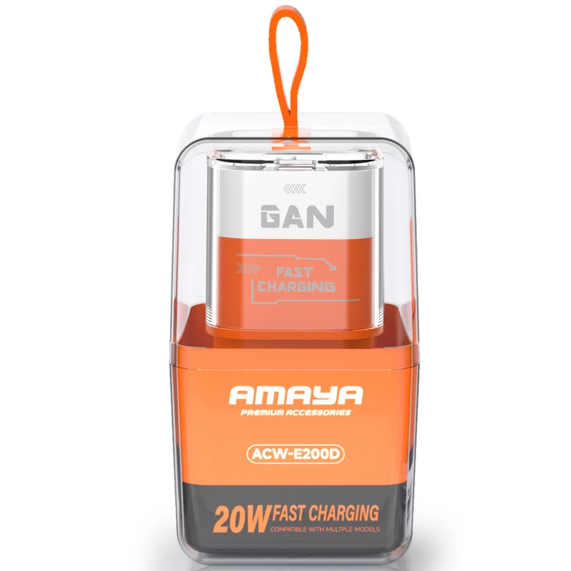МЗП Amaya E200D PD20W+QC3.0 (1USB-A/1C) – Orange. Фото 2 з 2