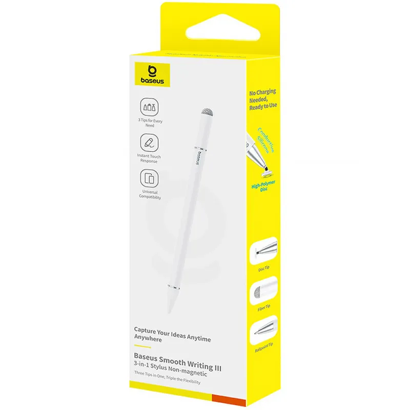 Стілус Baseus Smooth Writing III Series Passive Stylus Non-magnetic (P80080804213) – Moon White. Фото 2 з 4