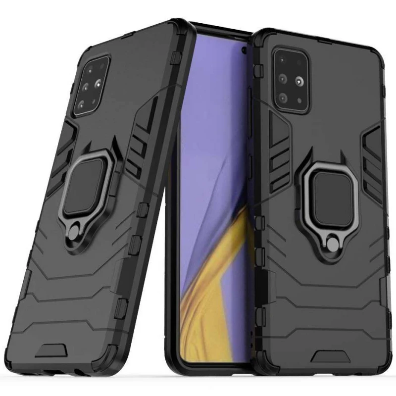 Протиударний чохол Transformer з кільцем на Samsung Galaxy A51 – Чорний / Soul Black. Фото 2 з 5