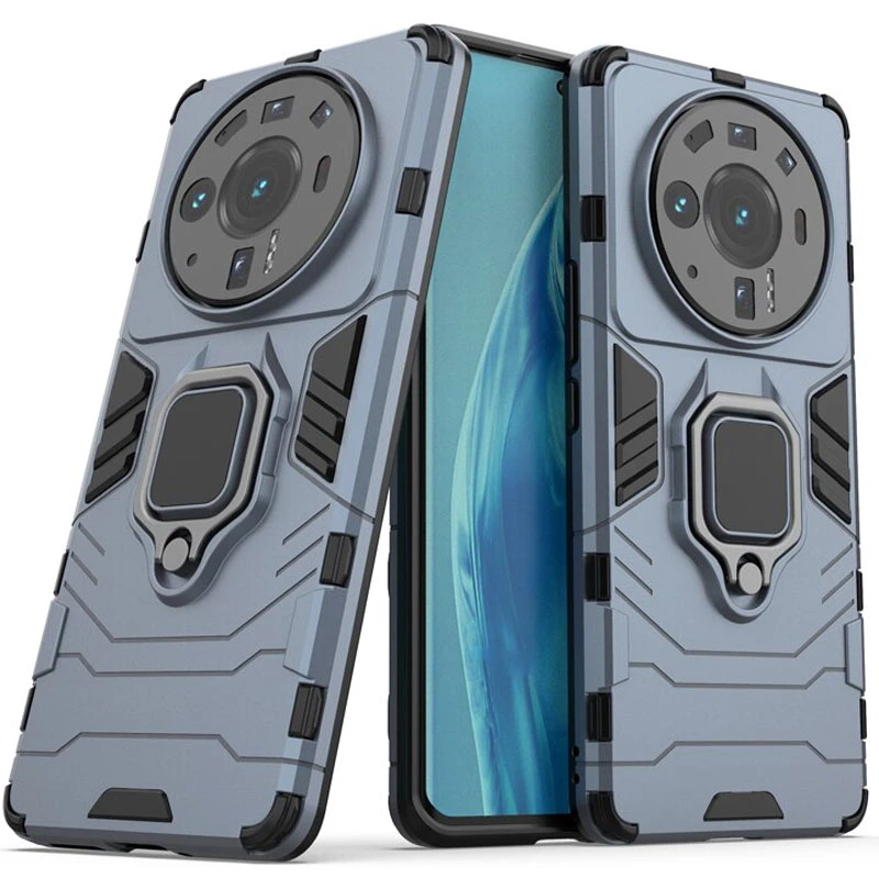 Противоударный чехол Transformer с кольцом для Xiaomi 12S Ultra – Серый / Metal slate. Фото 2 из 3