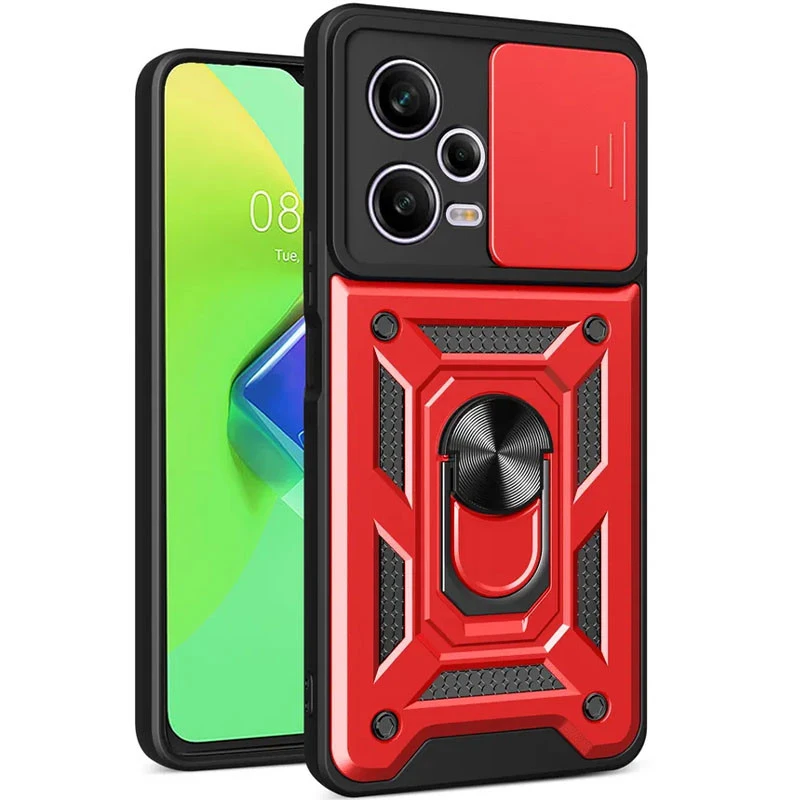 Удароміцний чохол Ummi Camshield Serge Ring (in box) для Xiaomi Redmi Note 12 Pro+ 5G – Червоний / Red. Фото 1 з 3