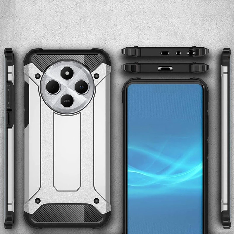 Противоударный чехол с усиленными углами Immortal для Xiaomi Redmi 14C / Poco C75 – Серебряный. Фото 2 из 4