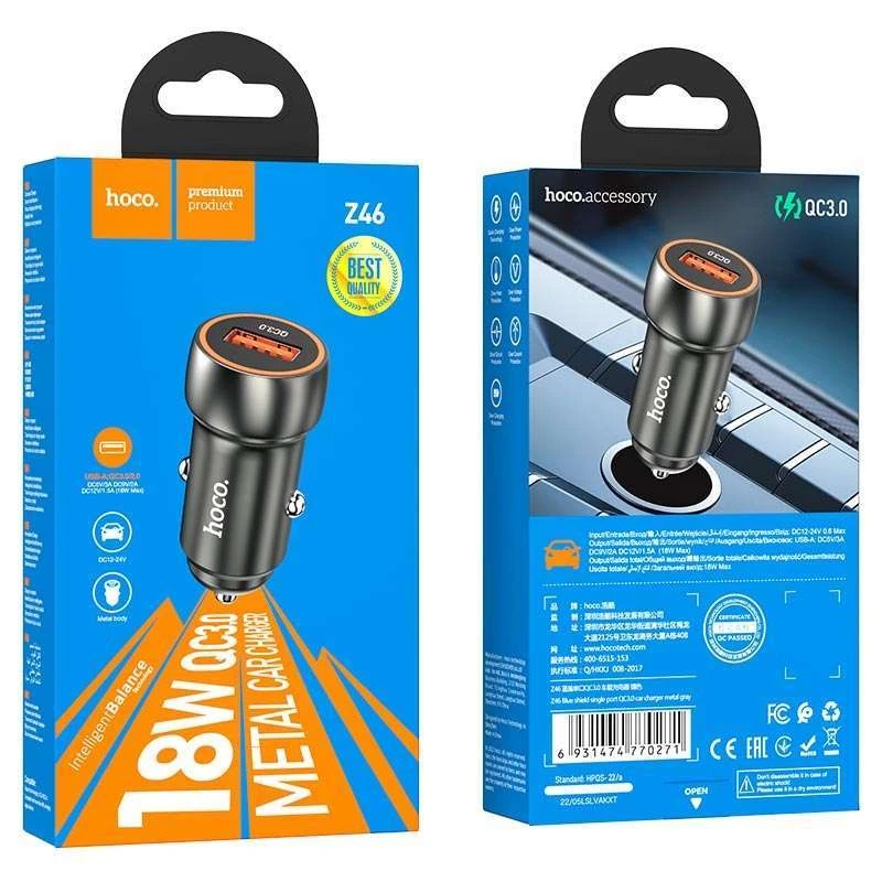 АЗУ Hoco Z46 Blue whale QC3.0 – Metal gray. Фото 4 из 4