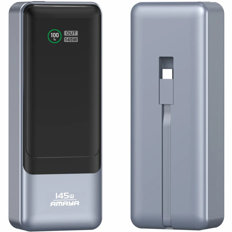 Портативное ЗУ Power Bank Amaya FD23 145W with display and cable 20000 mAh – Gray. Фото 2 из 3