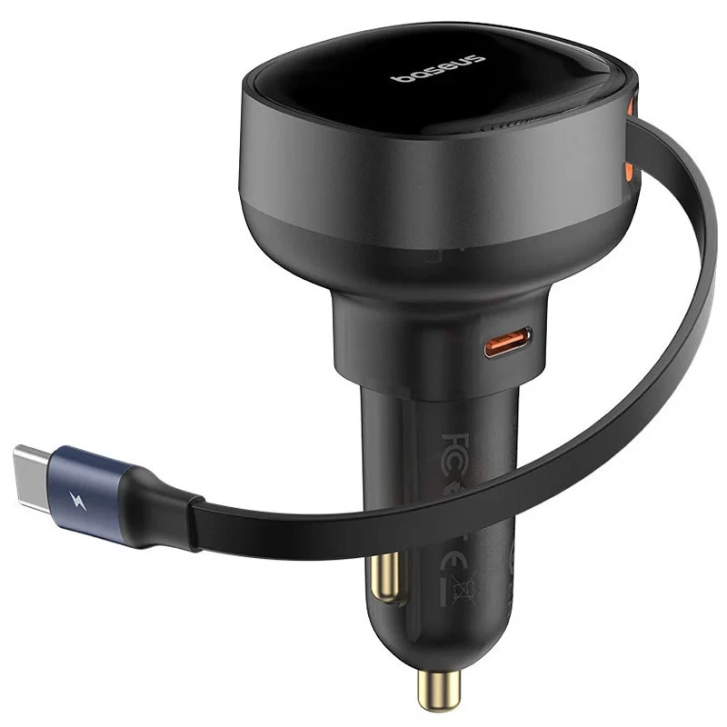 АЗП Baseus Enjoyment Pro 60W (1USB-C) + висувний кабель Type-C (C00057802111-01) – Cluster Black. Фото 7 з 12