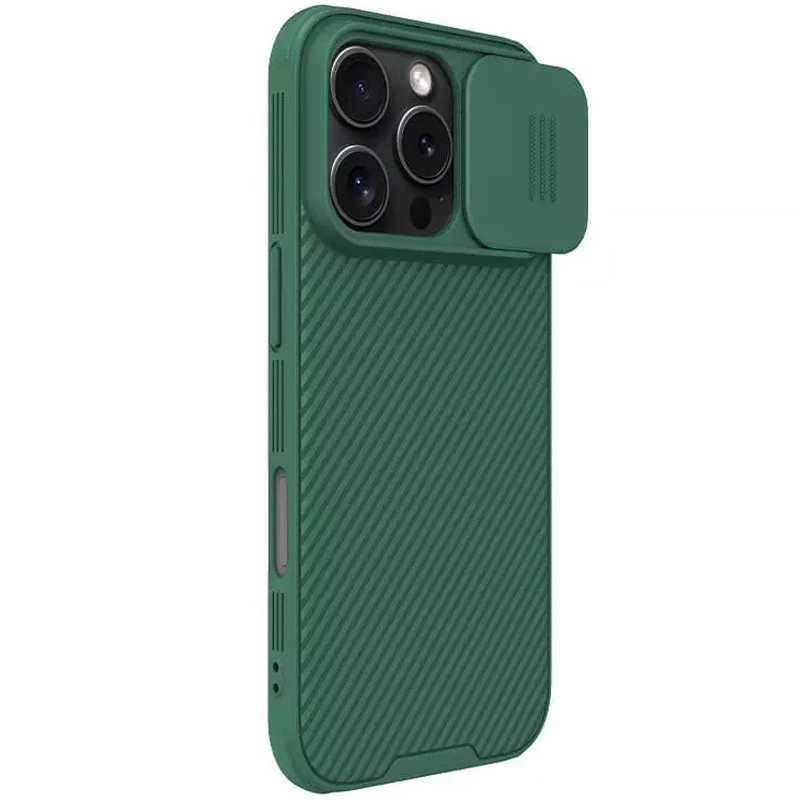 Пластиковая накладка Nillkin Pro со шторкой для камеры и магнитом для Apple iPhone 16 Pro Max – Deep Green. Фото 3 из 6