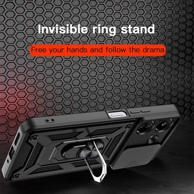 Протиударний чохол Serge Ring з захистом камери на Xiaomi Poco C65 – Чорний. Фото 11 з 12