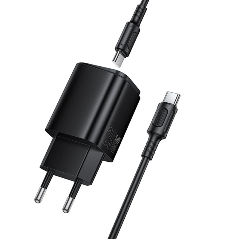 МЗП Borofone BAS84A Star PD25W (1USB-C) + кабель Type-C to Type-C – Black. Фото 5 з 6