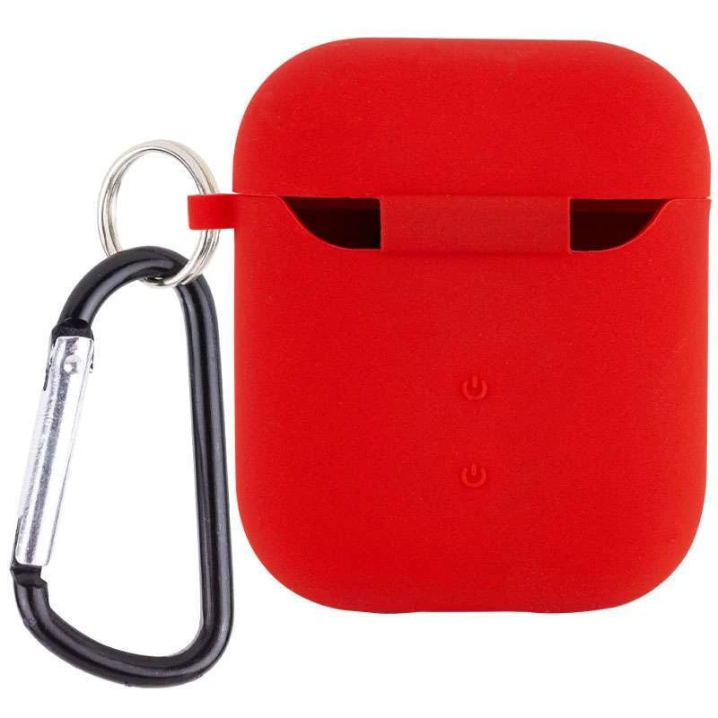 Силіконовий футляр з мікрофіброю для навушників Airpods 1/2 – Червоний / Red. Фото 2 з 5