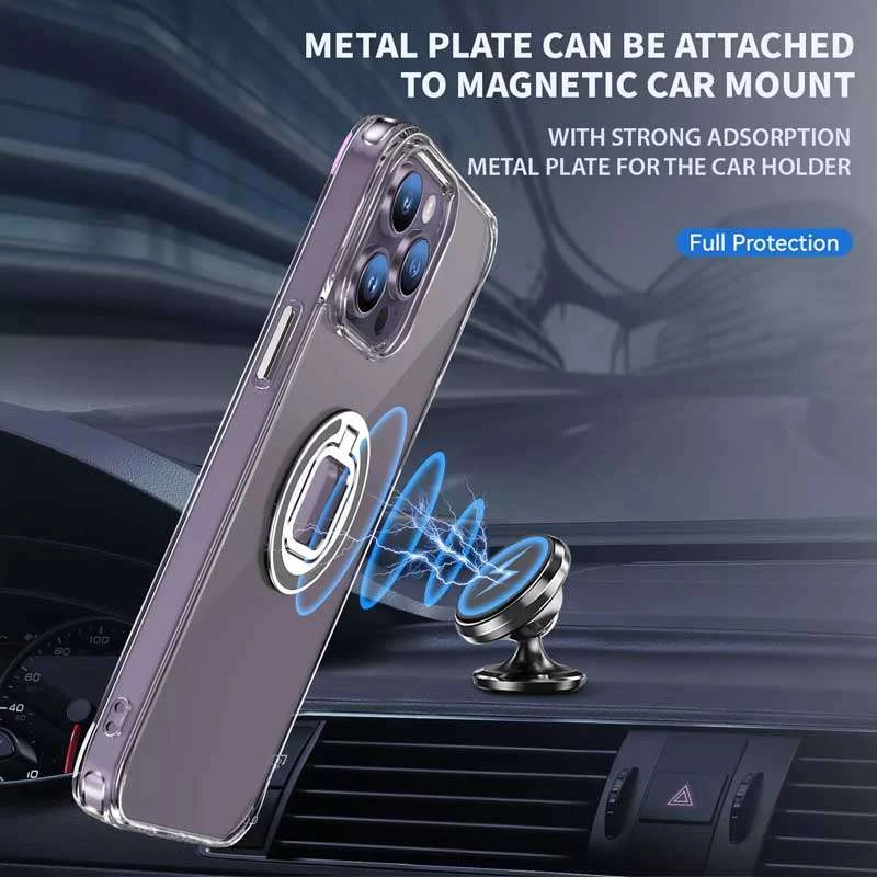 TPU+PC чохол завтовшки 2.0мм з кільцем на Apple iPhone 13 Pro (6.1") – Прозорий. Фото 4 з 6