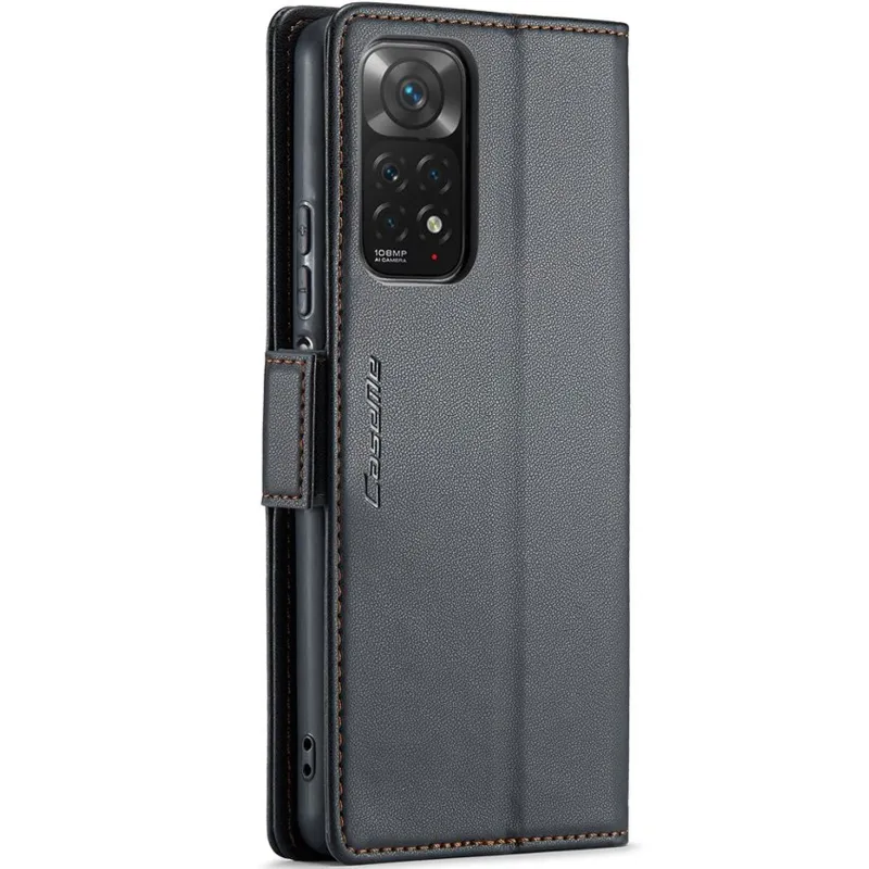 Шкіряний чохол-книжка CaseMe Nappa leather для Xiaomi Redmi Note 11 (Global) / Note 11S – Black. Фото 6 з 10
