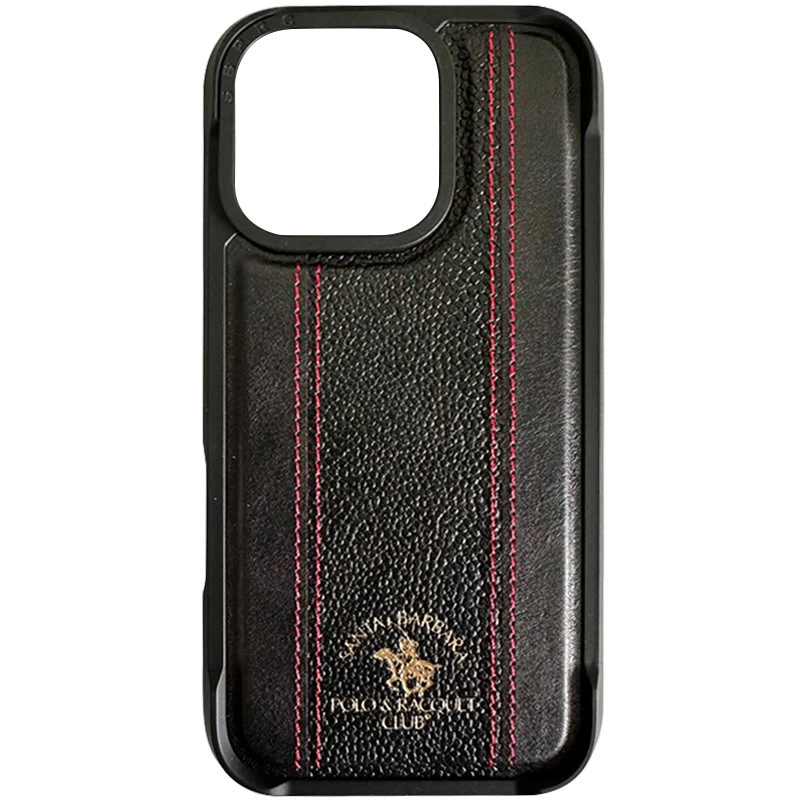 

Шкіряний чохол Polo Santa Barbara Barton для Apple iPhone 16 Pro Max (Black / Red)