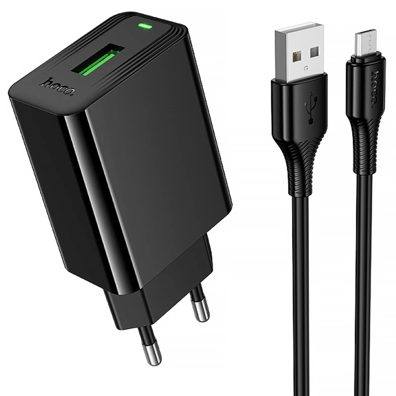 МЗП Hoco CS92A Leader 18W+QC3.0 (1USB-A) + кабель USB to MicroUSB фото 1 з 1