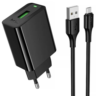 МЗП Hoco CS92A Leader 18W+QC3.0 (1USB-A) + кабель USB to MicroUSB фото 1 з 6