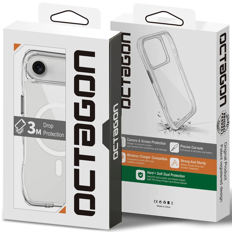 Чохол TPU Octagon with MagSafe для Apple iPhone 17 Air (6.5") – Clear. Фото 5 з 5