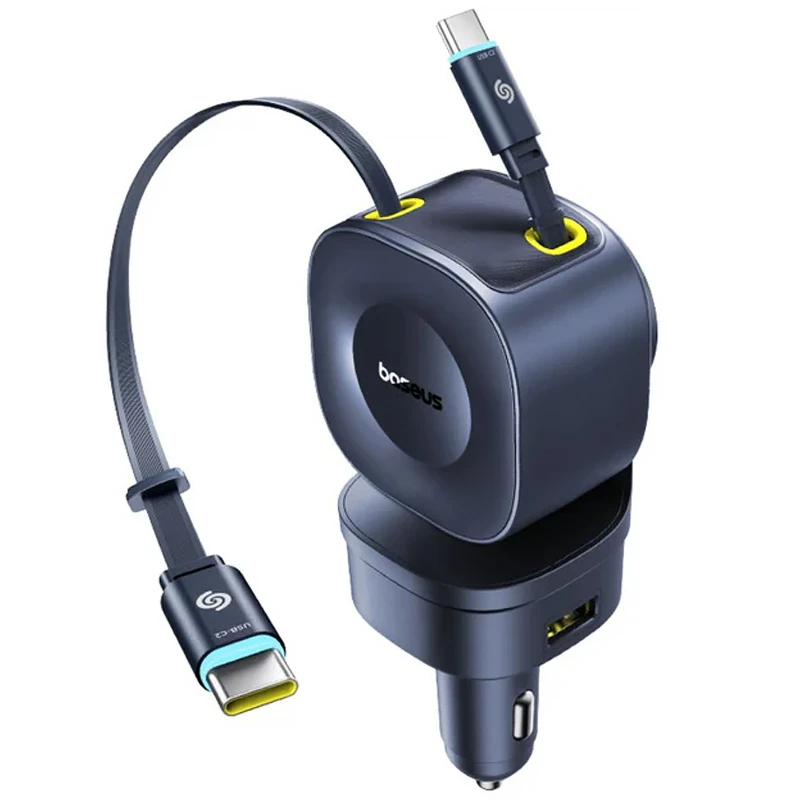 АЗП Baseus PrimeTrip VR2 Max PD100W+QC3.0 with retractable cable (1USB-A/3C) (C02066) – Cosmic Black. Фото 3 з 4