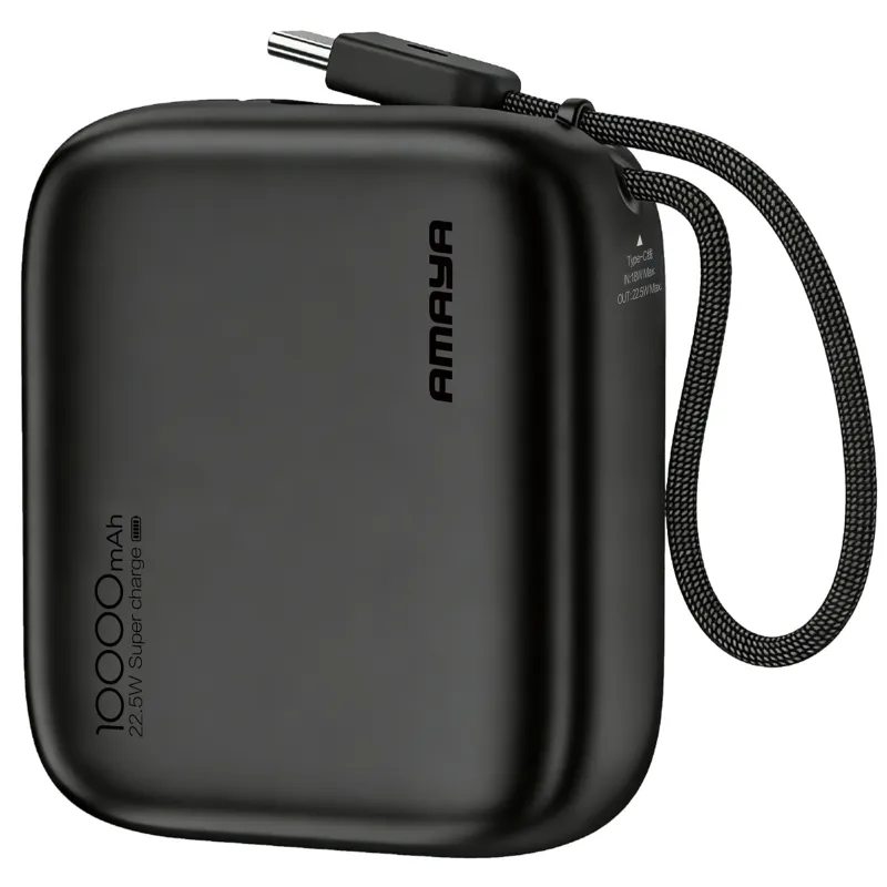 Портативное ЗУ Power Bank Amaya F135C PD22.5W with cable 10000 mAh – Black. Фото 1 из 2