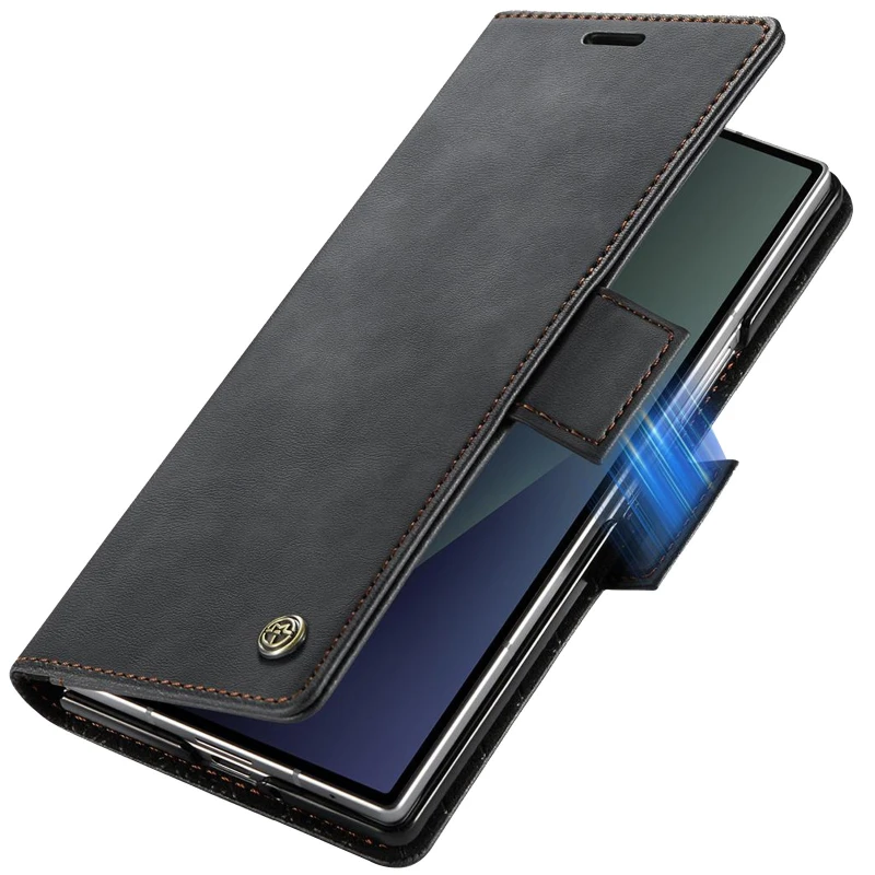 Кожаный чехол-книжка CaseMe Velvet Matte для Samsung Galaxy Z Fold7 – Black. Фото 5 из 5