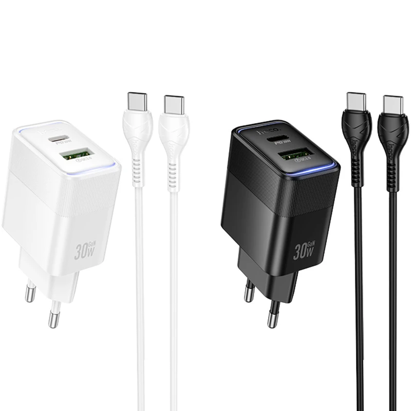 СЗУ Hoco CS112A Lounge PD30W+QC3.0 (1USB-A/1C) + кабель Type-C to Type-C фото 1 из 1