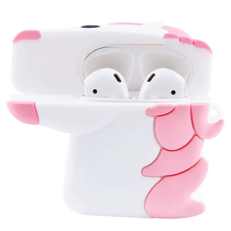 Силиконовый футляр Unicorn series для наушников AirPods 1/2 – Розовый. Фото 2 из 5