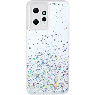 Чехол с блестками и защитой камеры для Xiaomi Redmi Note 12 4G — Белый