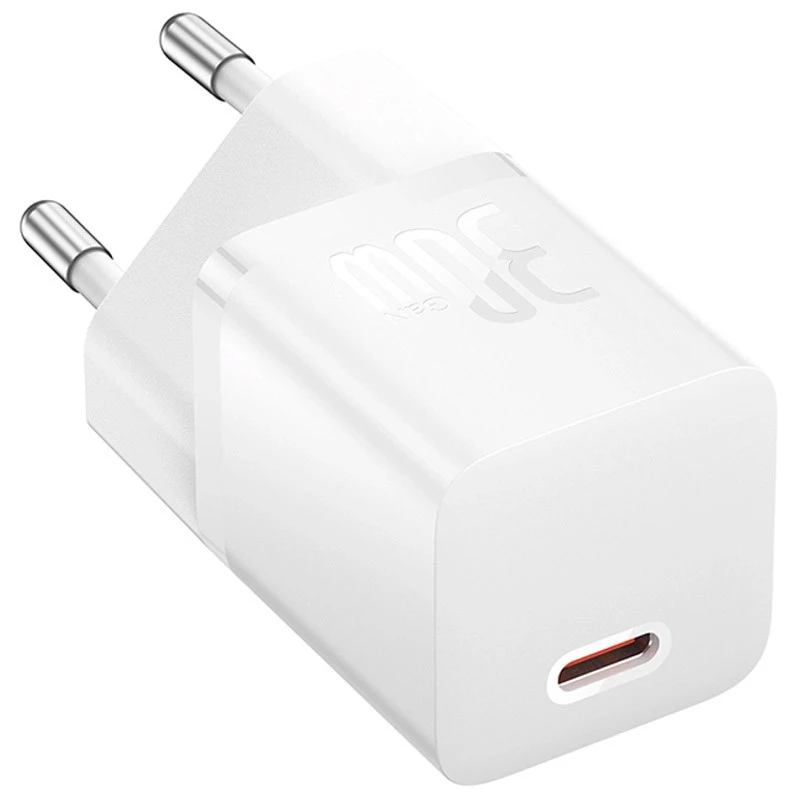 МЗП Baseus GaN5 Fast Charger (mini) 30W (1USB-C) + кабель Type-C to Type-C (P10110902) – Moon White. Фото 5 з 5