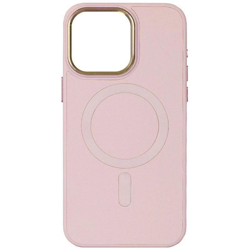 

Кожаный чехол Bonbon с металлическими кнопками и MagSafe на Apple iPhone 13 (6.1") (Розовый / Light pink), Рожевий / light pink