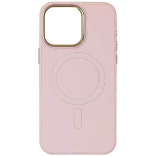 Шкіряний чохол Bonbon з металевими кнопками та MagSafe на Apple iPhone 15 (6.1") — Рожевий / Light pink