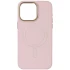 Кожаный чехол Bonbon с металлическими кнопками и MagSafe на Apple iPhone 15 (6.1") – Розовый / Light pink. Фото 2 из 10