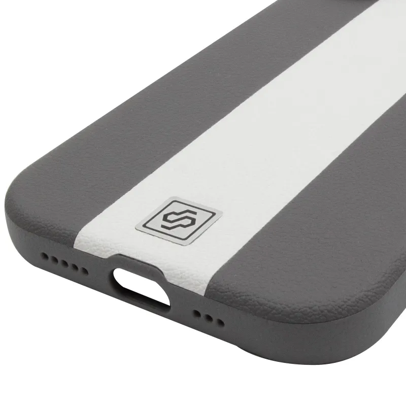 Кожаный чехол Rally with MagSafe для Apple iPhone 17 (6.3") – Grey / White. Фото 6 из 6