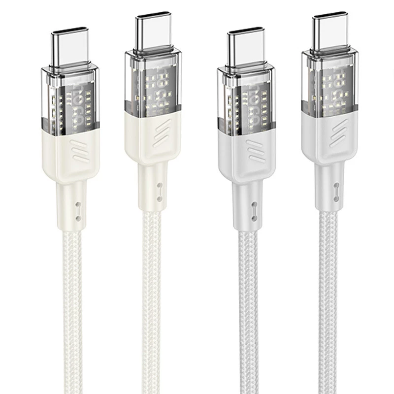 Дата кабель Hoco U129 Spirit Transparent Type-C to Type-C 60W (1.2m) фото 1 з 2