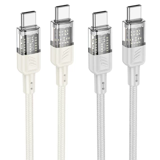 Дата кабель Hoco U129 Spirit Transparent Type-C to Type-C 60W (1.2m) фото 1 з 2