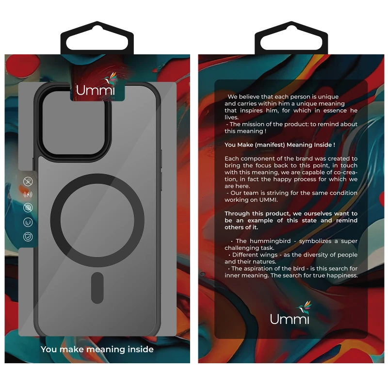Чохол Ummi Colorful with MagSafe для Apple iPhone 16 Pro – Чорний / Black. Фото 5 з 6