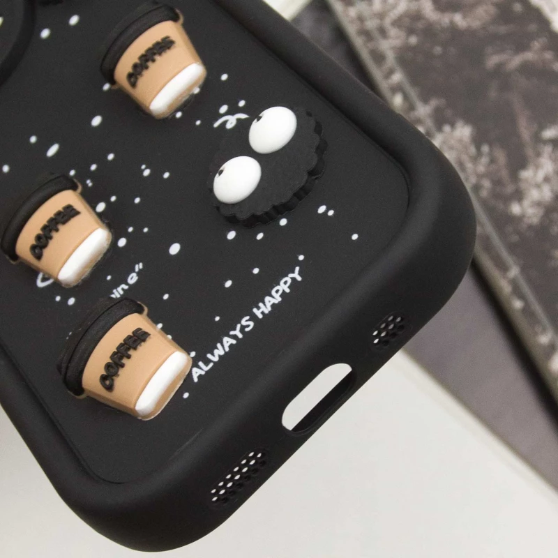 Силіконовий чохол Funny Toys with Ears для Apple iPhone 16e (6.1") – Black. Фото 3 з 8