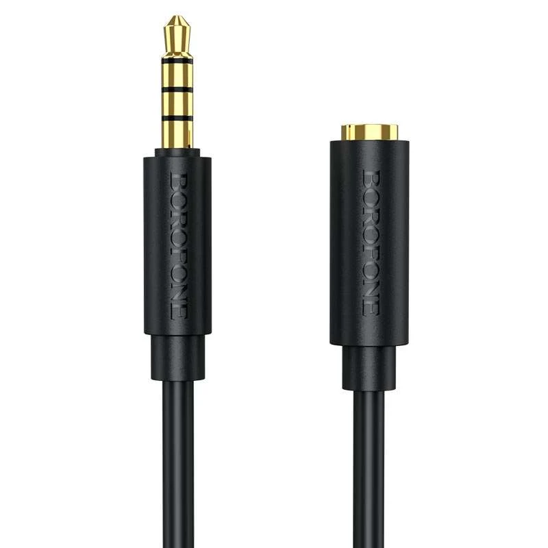 

Аудио кабель Borofone BL12 3.5 audio extension cable Male to Female (2m) (Черный), Чорний