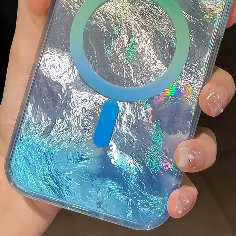 Силиконовый чехол Shiny Mountain (MagFit) для Apple iPhone 17e (6.1") – Green / Blue. Фото 2 из 2