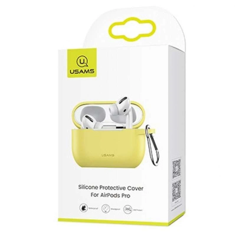 Силіконовий футляр USAMS US-BH568 Silicone Protective Cover для навушників AirPods Pro – Жовтий / Neon Yellow. Фото 2 з 2