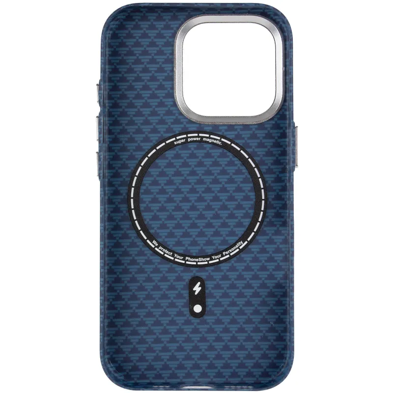 Чехол TPU+PC KVZV Triangular Pattern with Magnetic Fit для Apple iPhone 15 Pro Max (6.7") – Blue. Фото 4 из 6