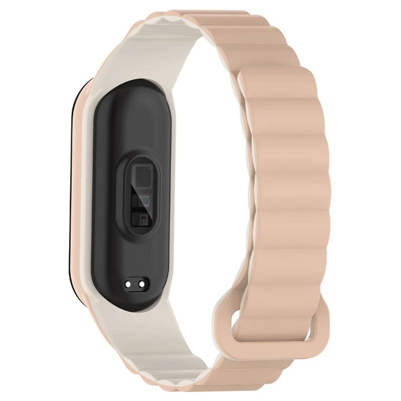 Ремінець Dual-color Magnetic для Xiaomi Mi Band 7/6/5/4/3 – Beige / White. Фото 2 з 4