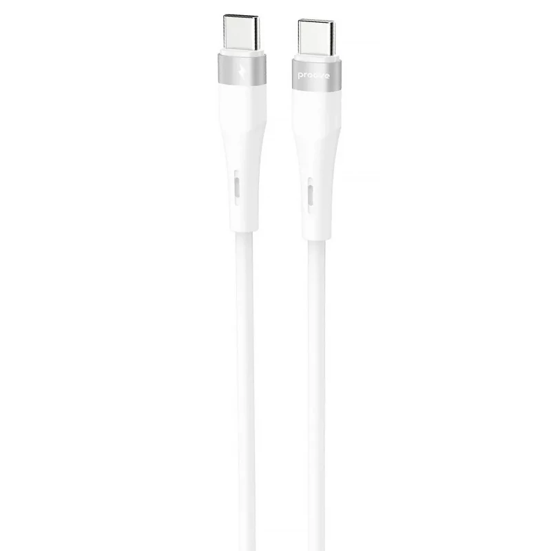 Дата кабель Proove Light Silicone Plus Type-C to Type-C 60W (1m) – White. Фото 1 из 2