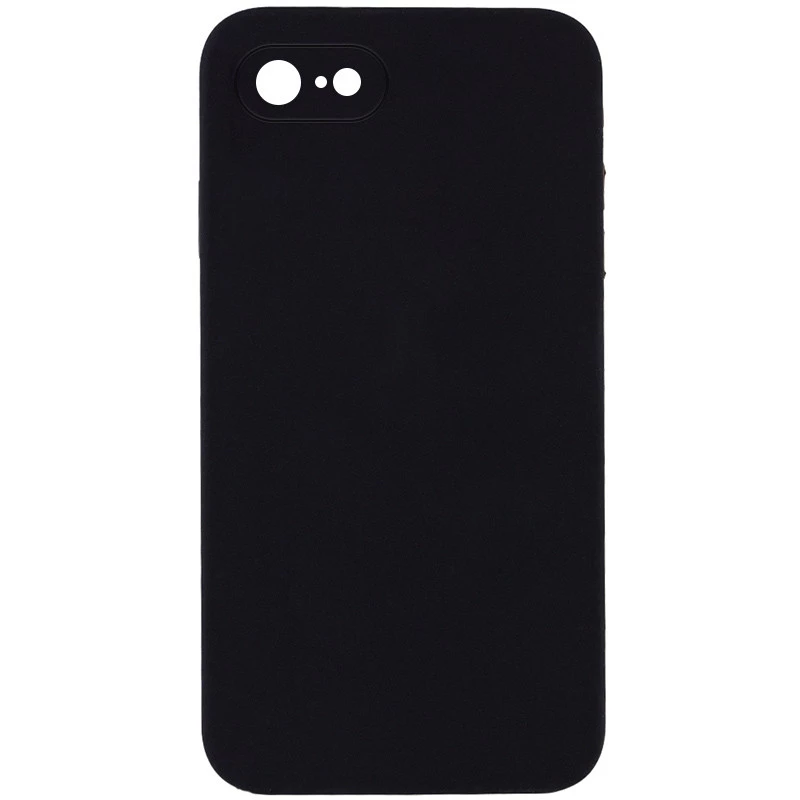 Чехол Silicone Case Square L с защитой камеры для Apple iPhone SE (2020) – Черный / Black. Фото 1 из 3