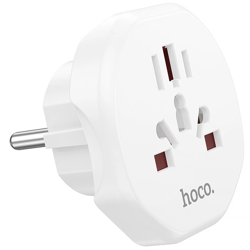 Сетевой универсальный переходник Hoco AC6 3in1 (EU) – White. Фото 2 из 3