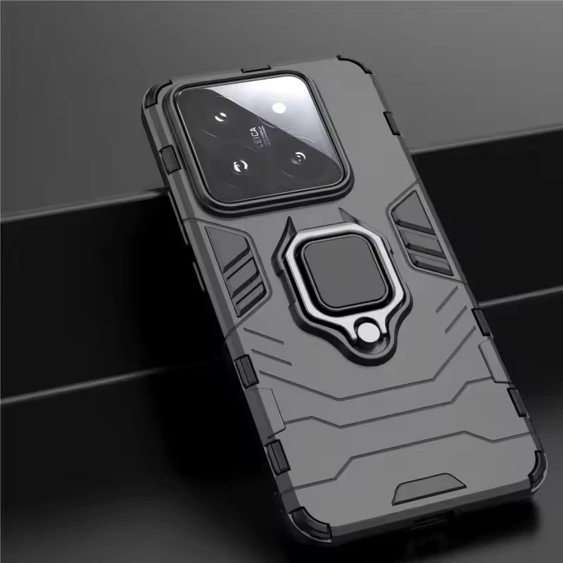 Протиударний чохол Transformer з кільцем на Xiaomi 14 – Чорний / Soul Black. Фото 2 з 8