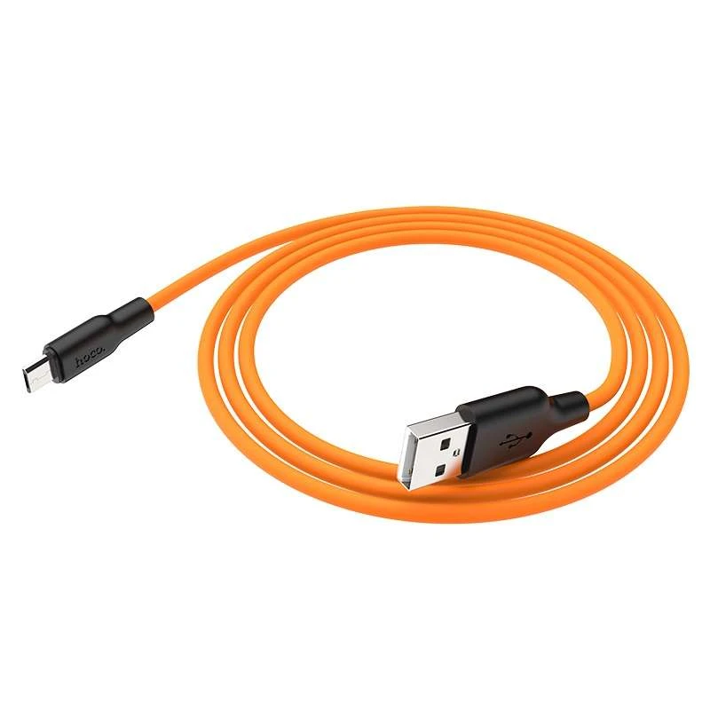 Дата кабель Hoco X21 Plus Silicone MicroUSB Cable (1m) – Black / Orange. Фото 2 з 4
