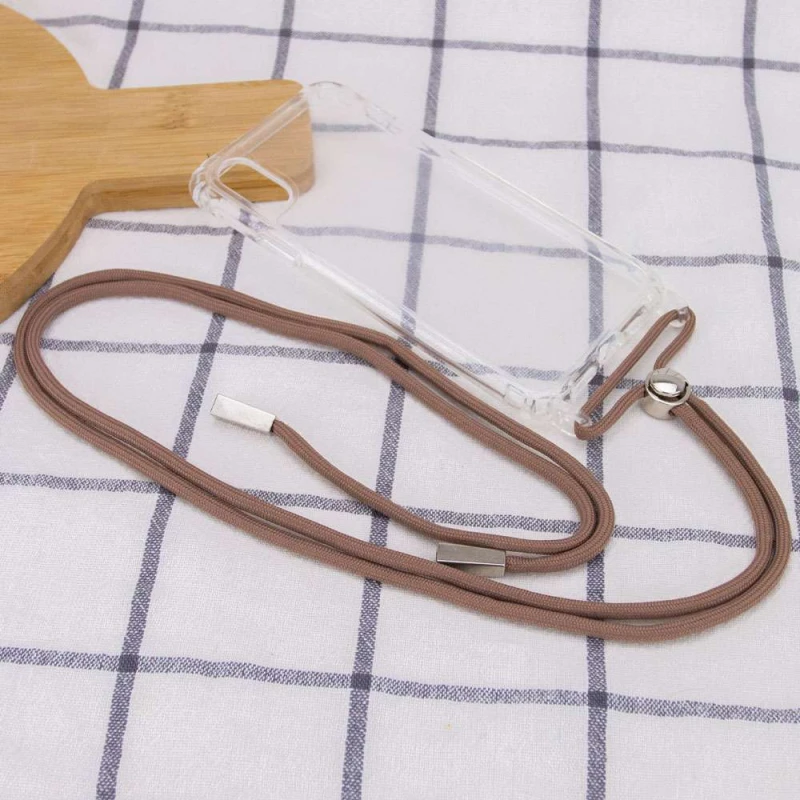 Прозорий силіконовий чохол з кольоровим ремінцем на Apple iPhone XS Max (6.5") – Блідо-коричневий. Фото 3 з 3