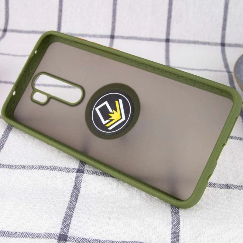 Чохол з металевим кільцем-тримачем на Xiaomi Redmi Note 8 Pro – Оливковий. Фото 3 з 4