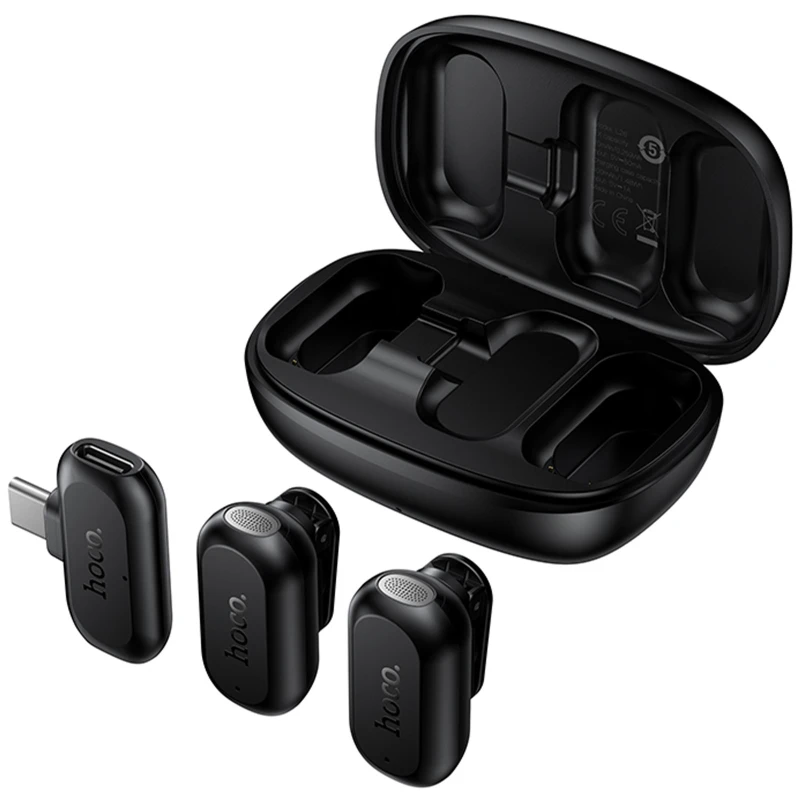 Петличний бездротовий мікрофон Hoco L26 Dual-mic Smart AI (Type-C) – Black. Фото 3 з 6
