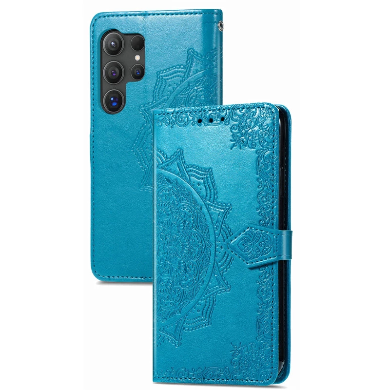 Кожаный чехол-книжка Art Case с визитницей для Samsung Galaxy S25 Ultra – Синий. Фото 10 из 10