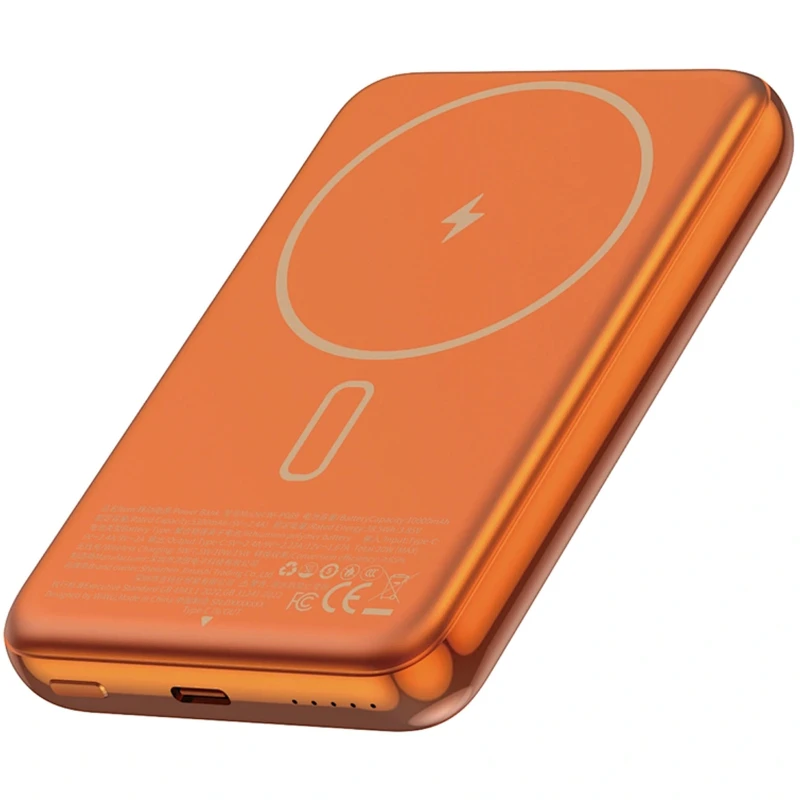 Портативное ЗУ Power Bank WIWU P089 Seraph PD20W с БЗУ 10000 mAh – Orange. Фото 1 из 4